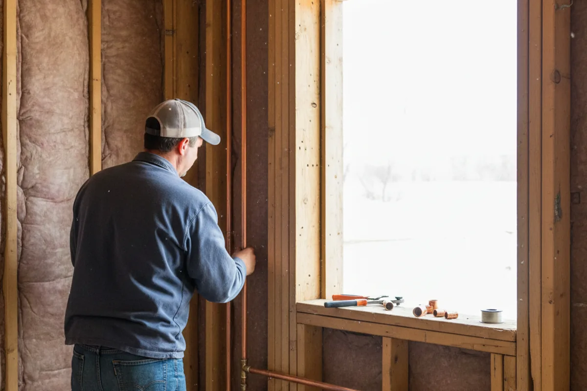 Licensed plumber running new copper supply lines in a Three Rivers home