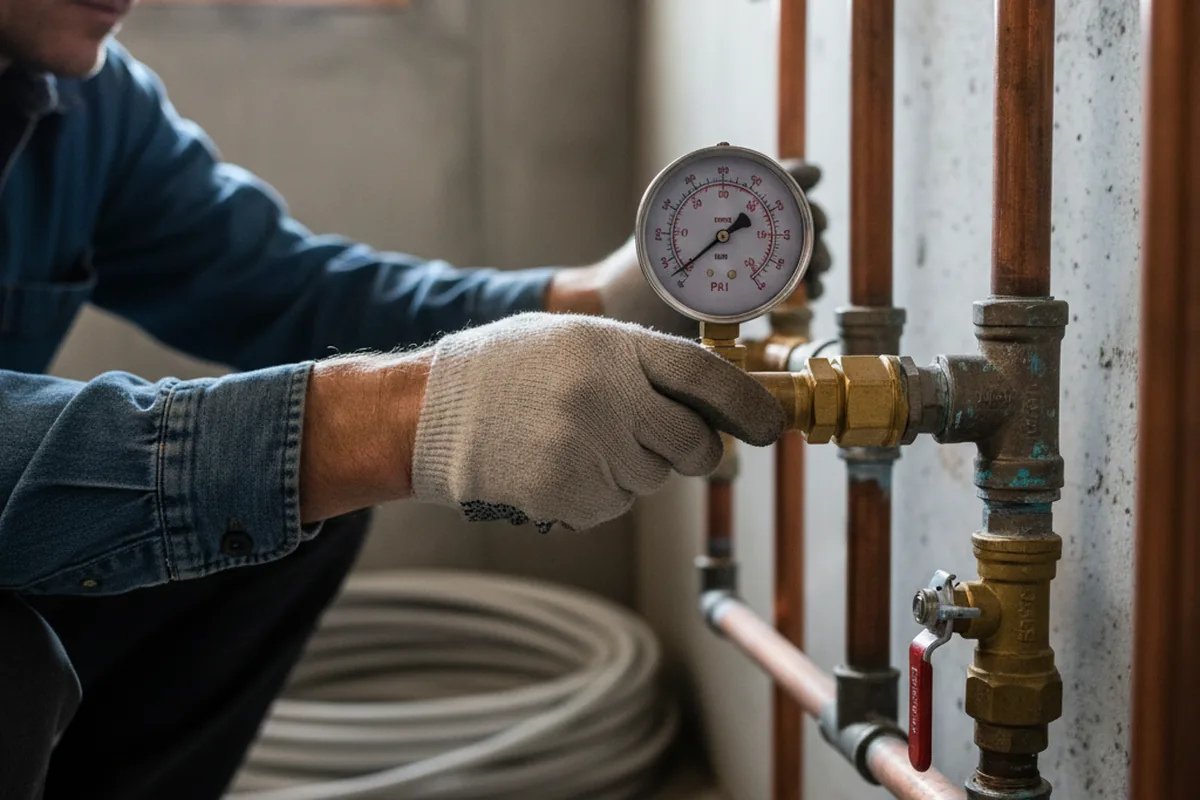Pressure testing a repaired line during Water Line Repair in Three Rivers
